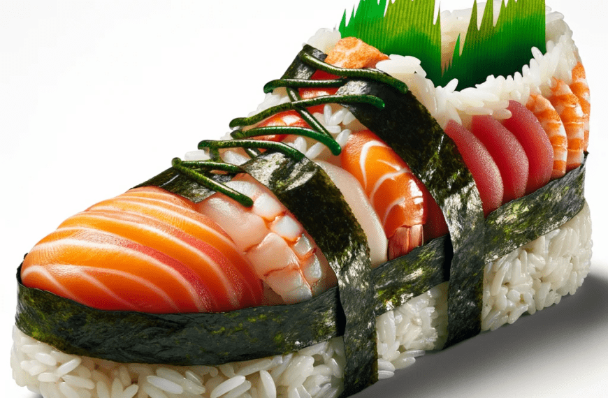 a shoe made of sushi imagined by AI