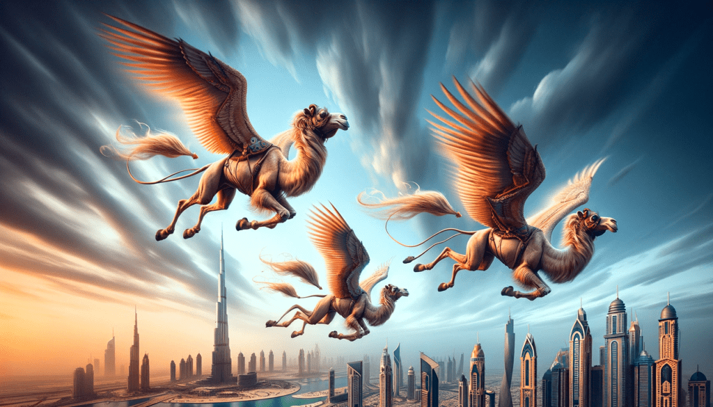 3 flying camels