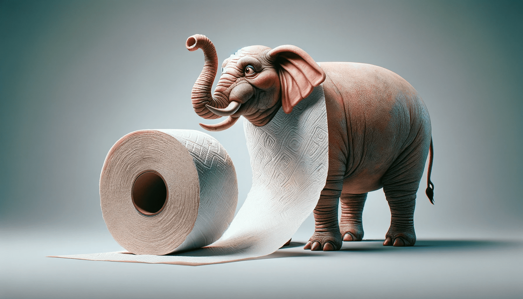 a pig elephant with an absorbent mat roll