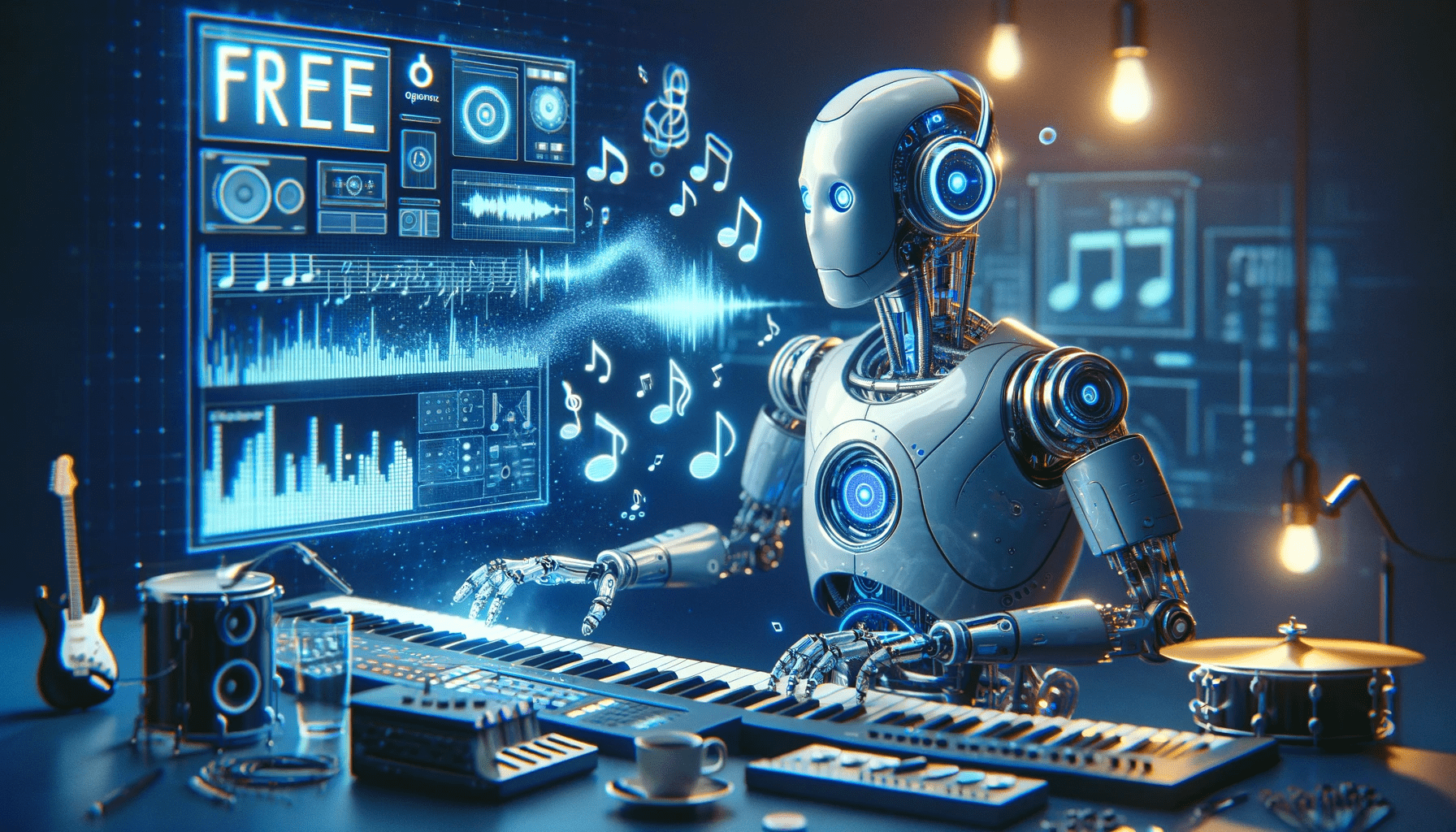 an AI robot generating music for free