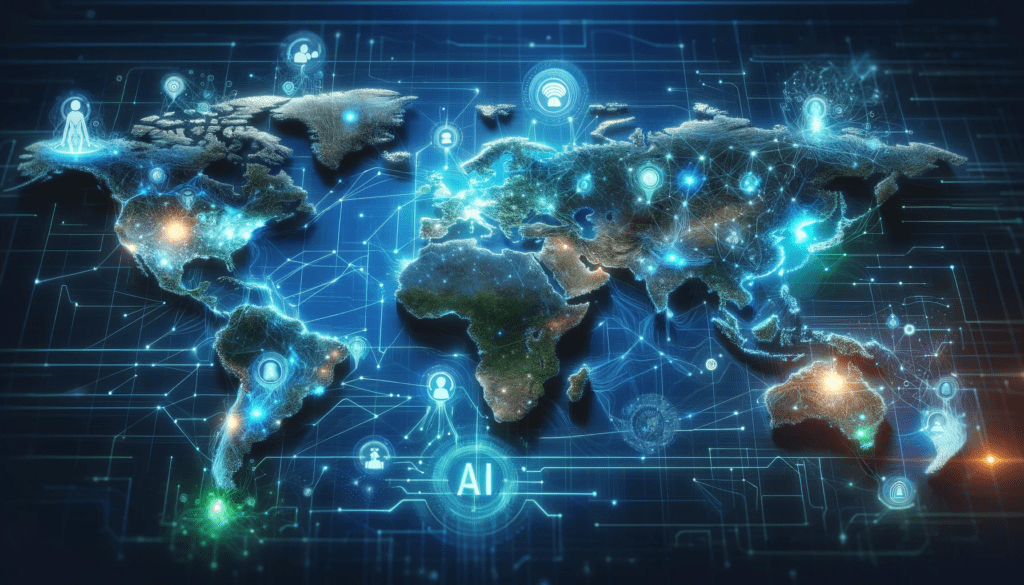 AI spreading globally on a world ma