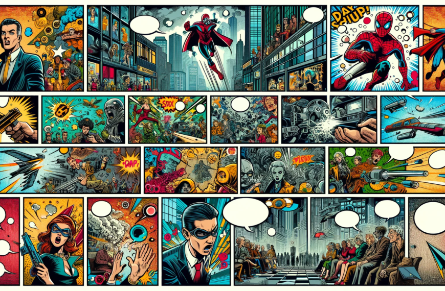 AI Generated image designed in the style of a comic book page