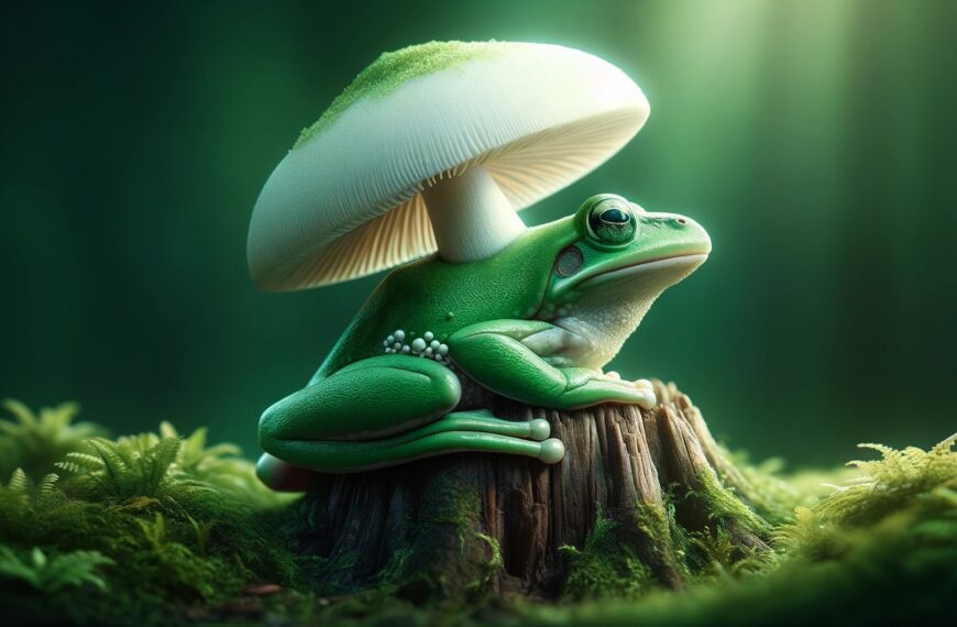 A Living Frog growing a Mushroom on its back