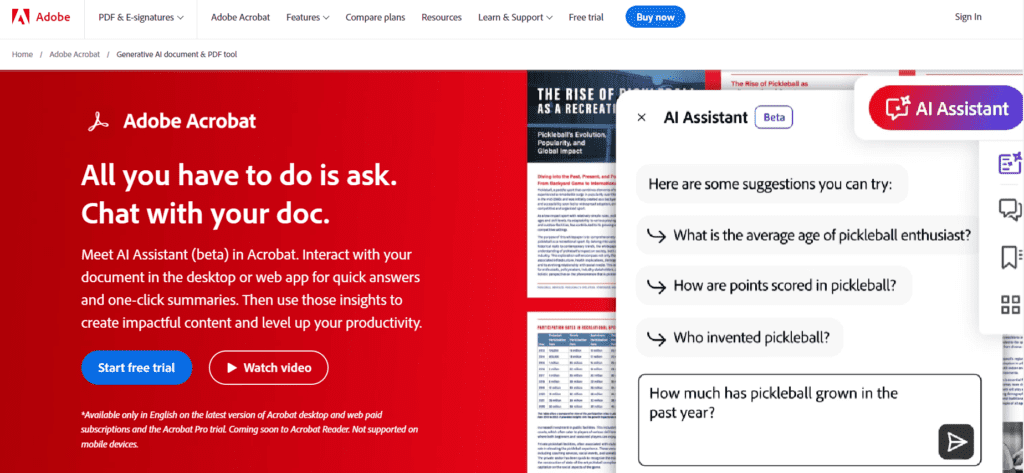 Adobe Acrobat Chat with your doc