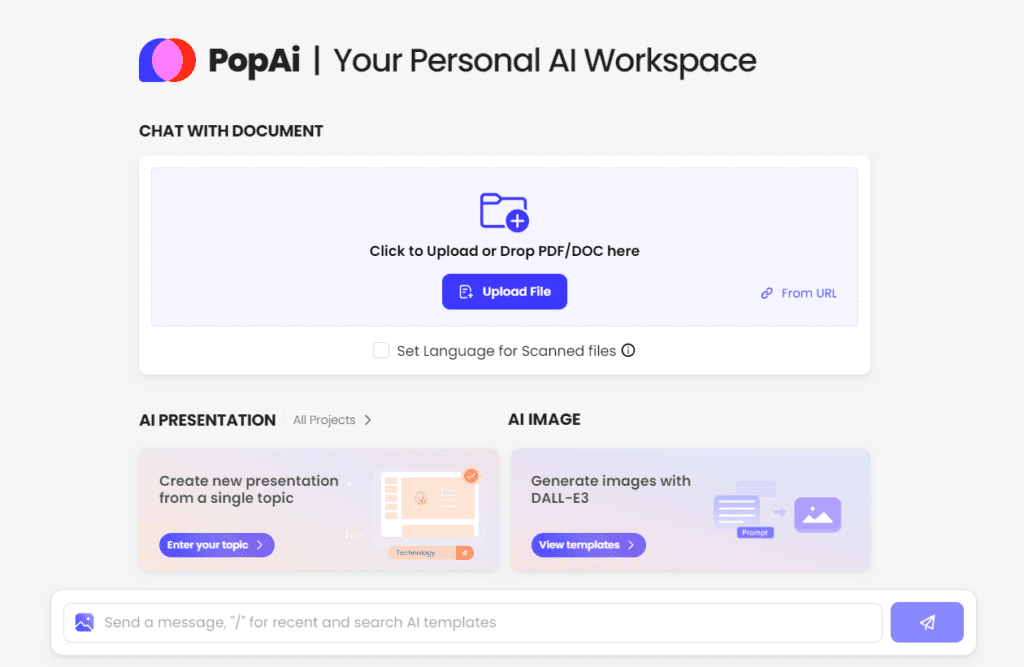 PopAI - Workspace for Chat with documents, Presentation, Images