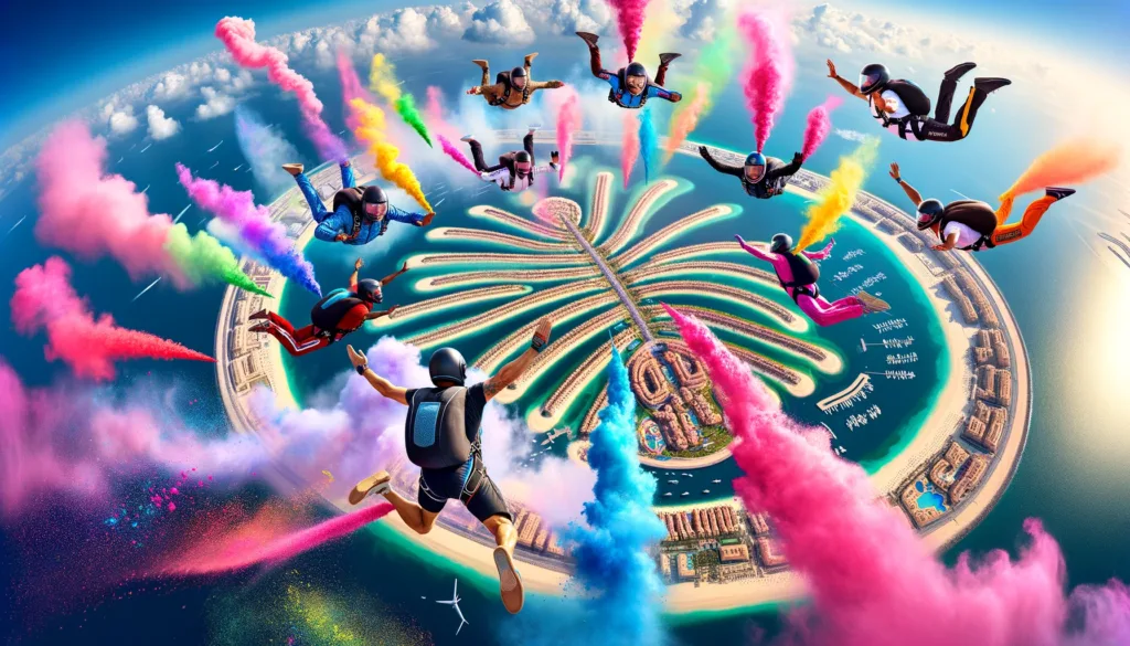 Holi Palm Dubai SkyDive AI Generated Image 