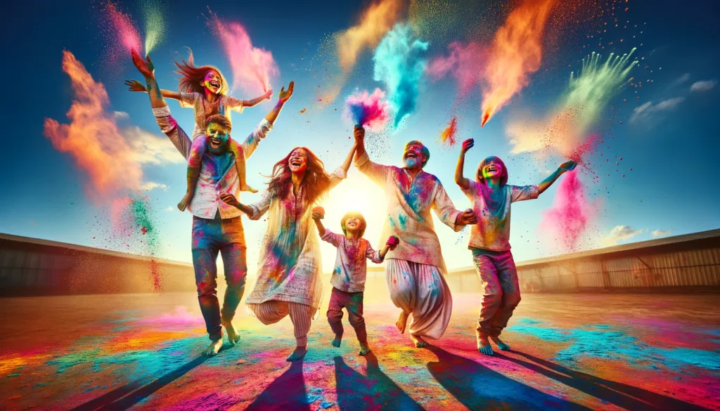 Holi festival AI Generated Image (family happy)