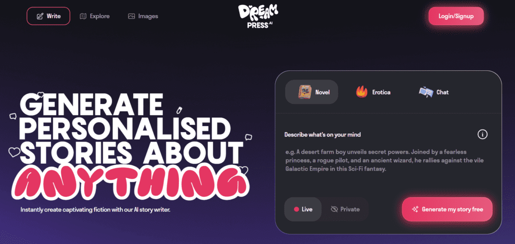 GENERATE PERSONALISED STORIES ABOUT ANYTHING with Dream Press AI