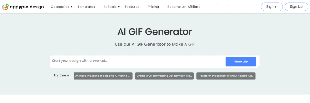 Appypie AI GIF Generator -enter your prompt to start your design