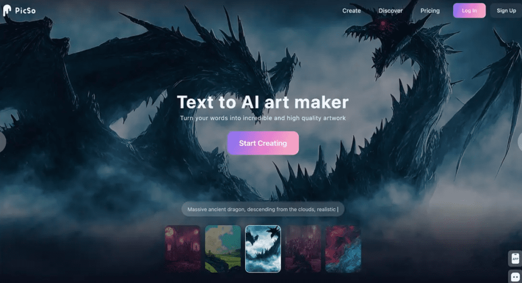 Picso text to AI Art Maker
