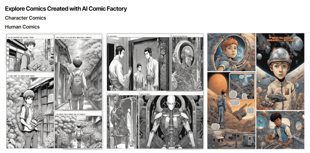 Comics Factory sample AI Generated content