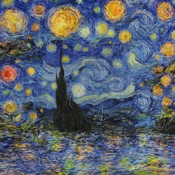 Van Gogh-Starry Night paint - Square Uncropped image (After) - Remaker AI