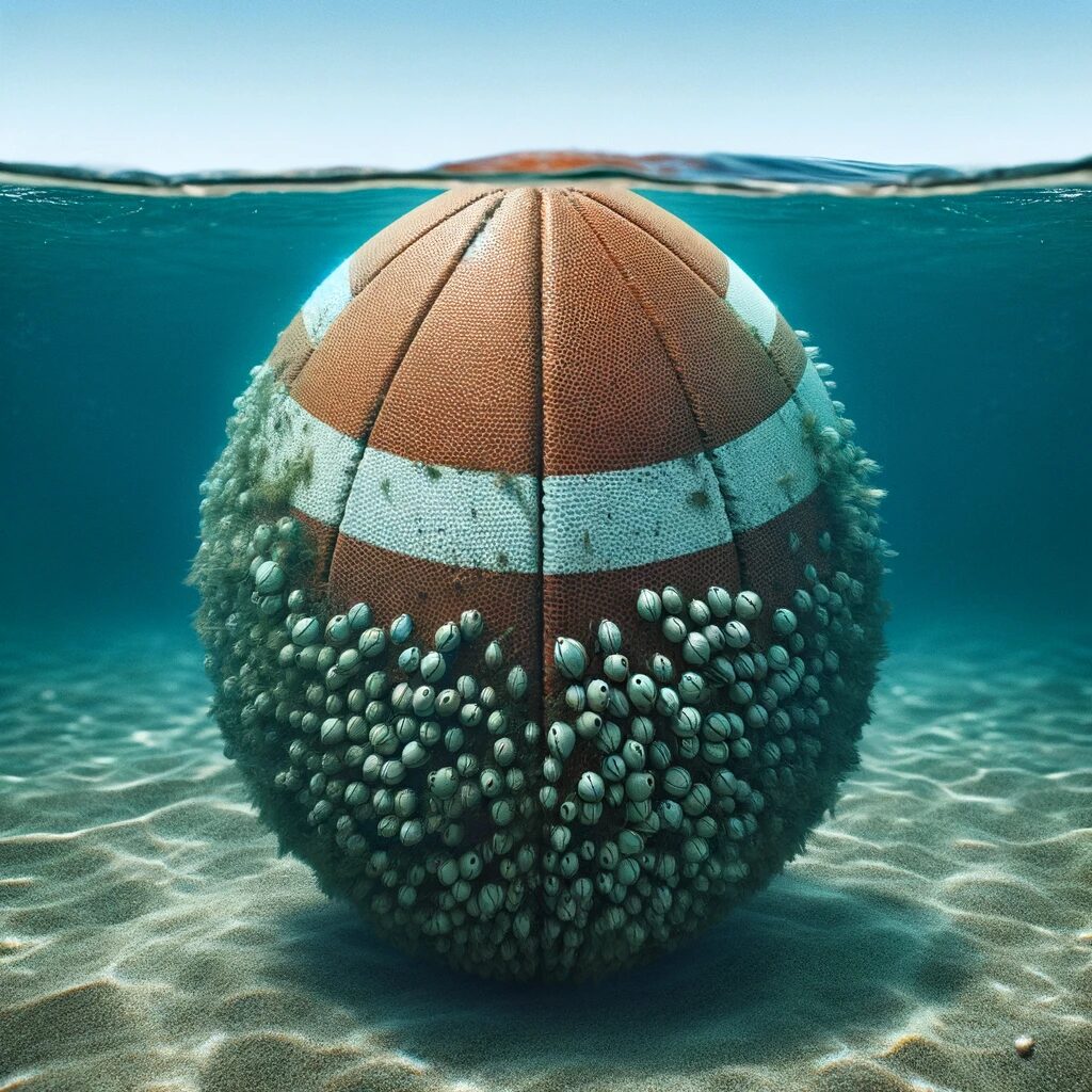 ball covered by barnacles