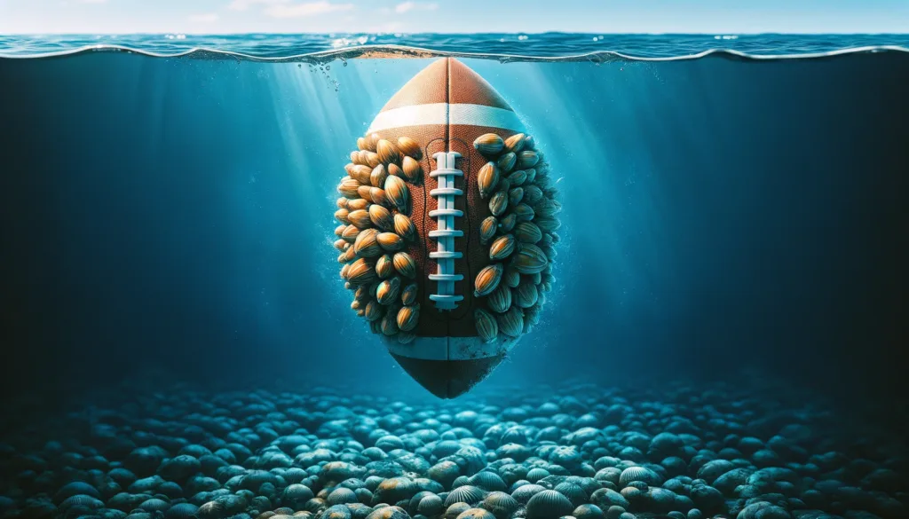 football barnacles covered