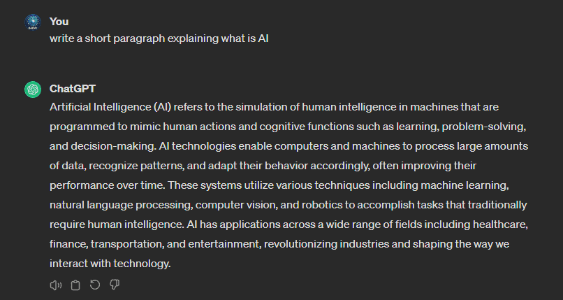 chatgpt test generating ai text for ZeroGPT AI Detector