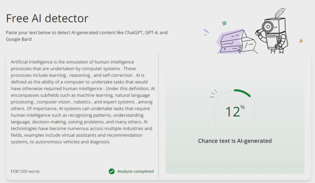 Quillobot AI detector fails to detect ByPassGPT generated text