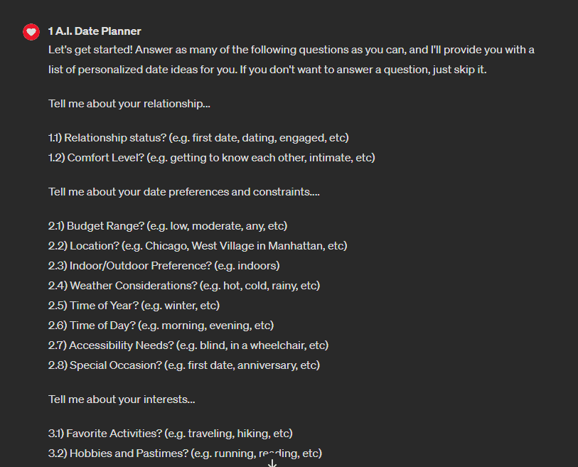 A.I. Date Planner GPT
