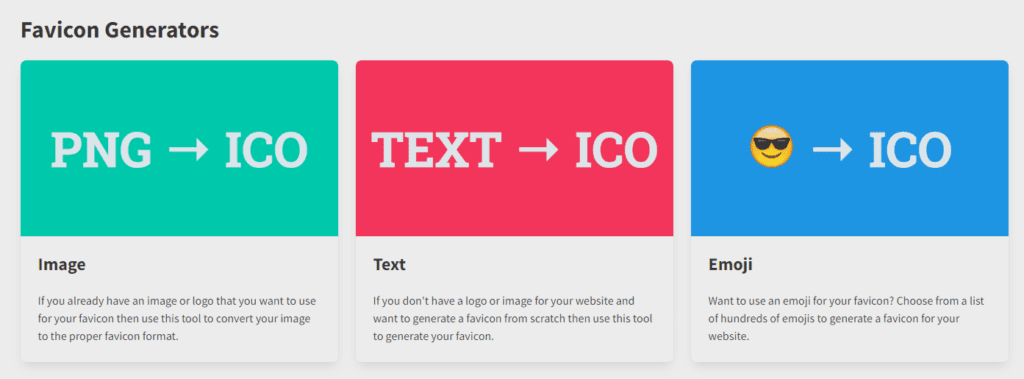 favicon generator use cases: png, text emoji ico