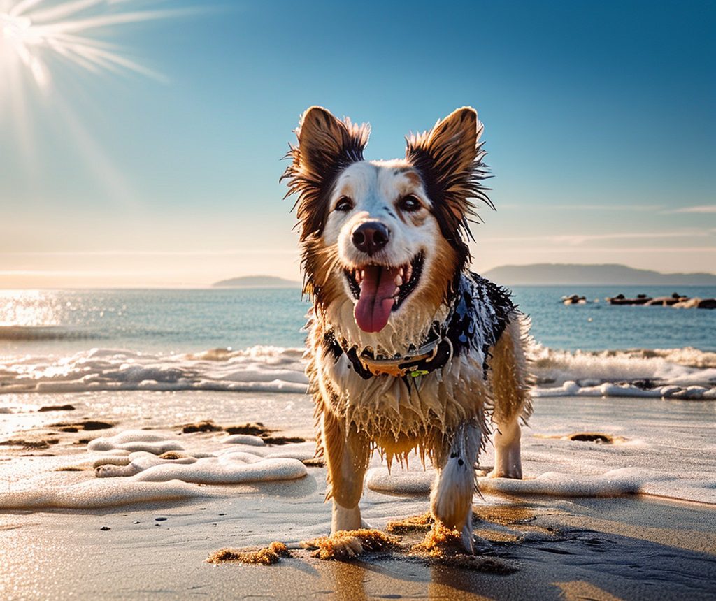 Pixart AI Generated Dog on the beach