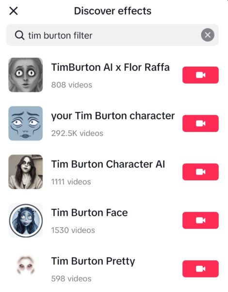 Tikktok Tim Burton Effect