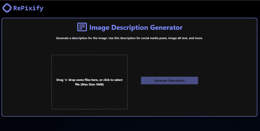 RePixify Image Description Generator