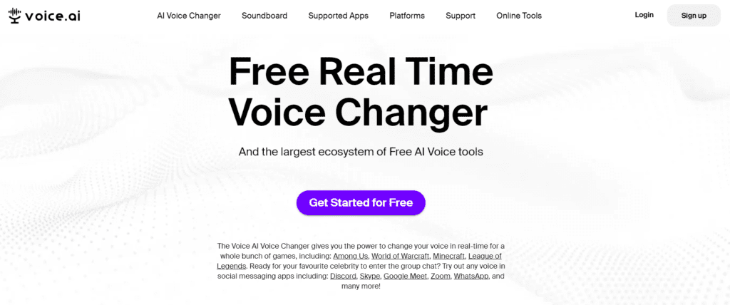 Voice AI Free Real Time Voice Changer