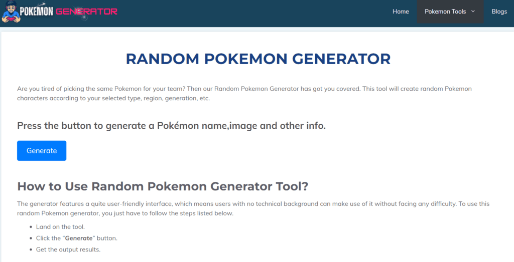 Random Pokémon Generator