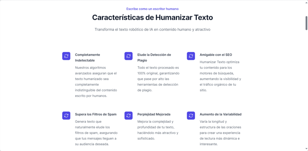 Features of Humanizar Texto