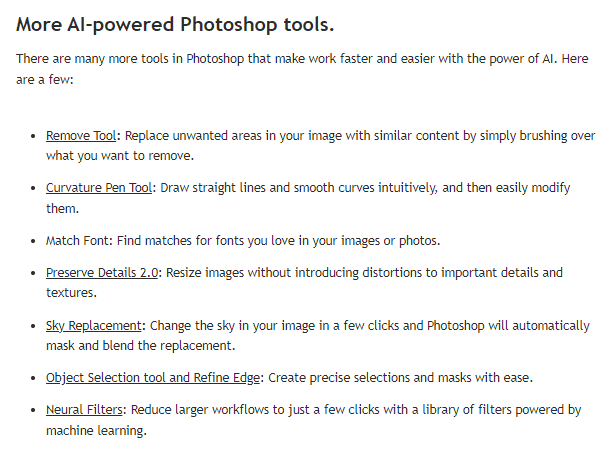 Adobe AI Powered Photoshop tools