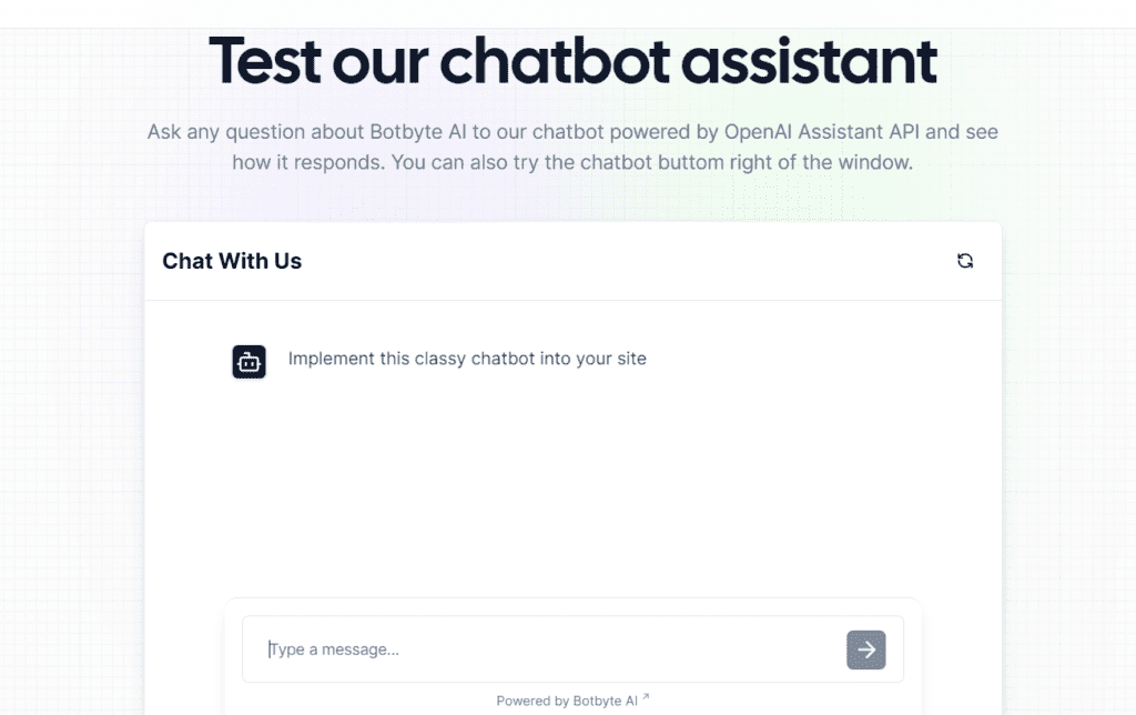 Try Botbyte Chatbot Assistant