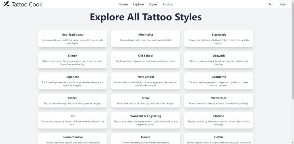 Tattoo Cook AI Tattoo Styles