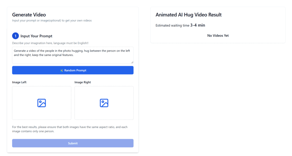 How to use AI Hug video generator