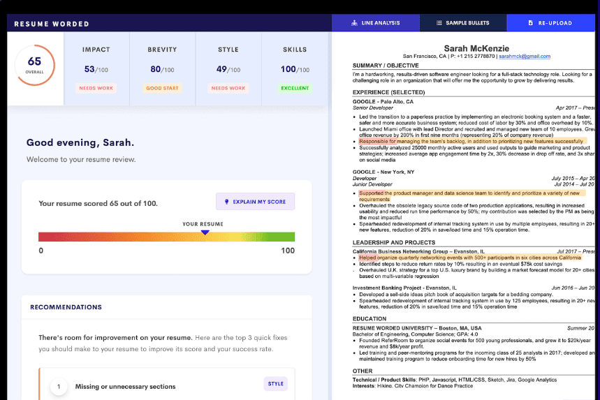 Resume Worded Score