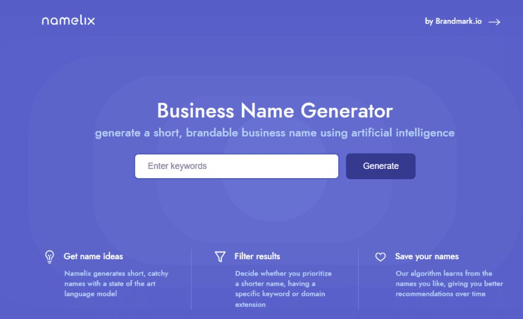 Namelix Business Name Generator