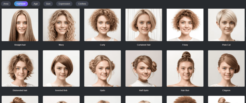 Hairstyle female AI models