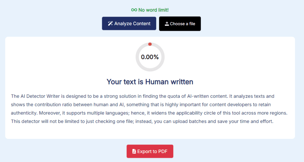 Your Text is Human Written