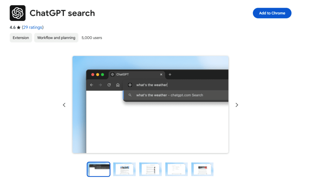 ChatGPT Search Chrome Browser Plugin